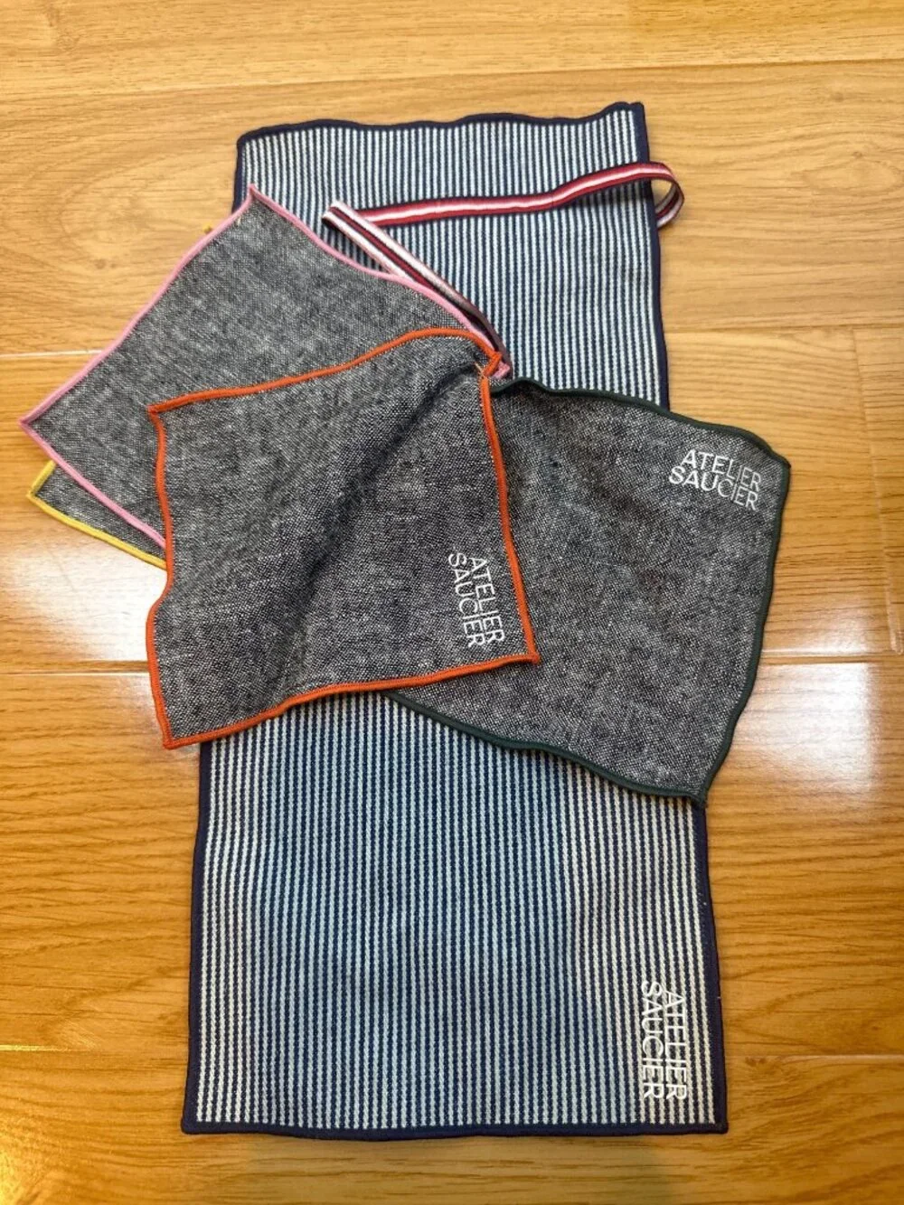 NWT Atelier Saucier Cocktail Napkins Set of 4 Reclaimed Fabric Made in USA